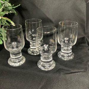 Set of 4 crystal 3 1/4” pedestal shot glasses